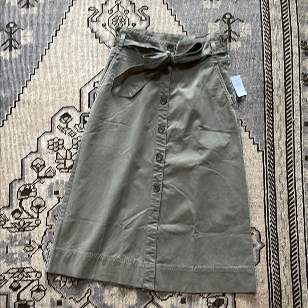 Gap chino button up midi skirt new